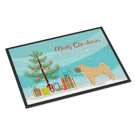 Carolines Treasures 24 x 36 in. Shar Pei Christmas Tree Indoor or Outdoor Mat CK3562JMAT